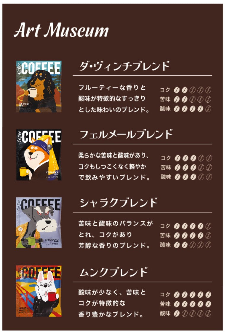 犬パッケージのコーヒー＆クッキーセット（アートミュージアム プチ