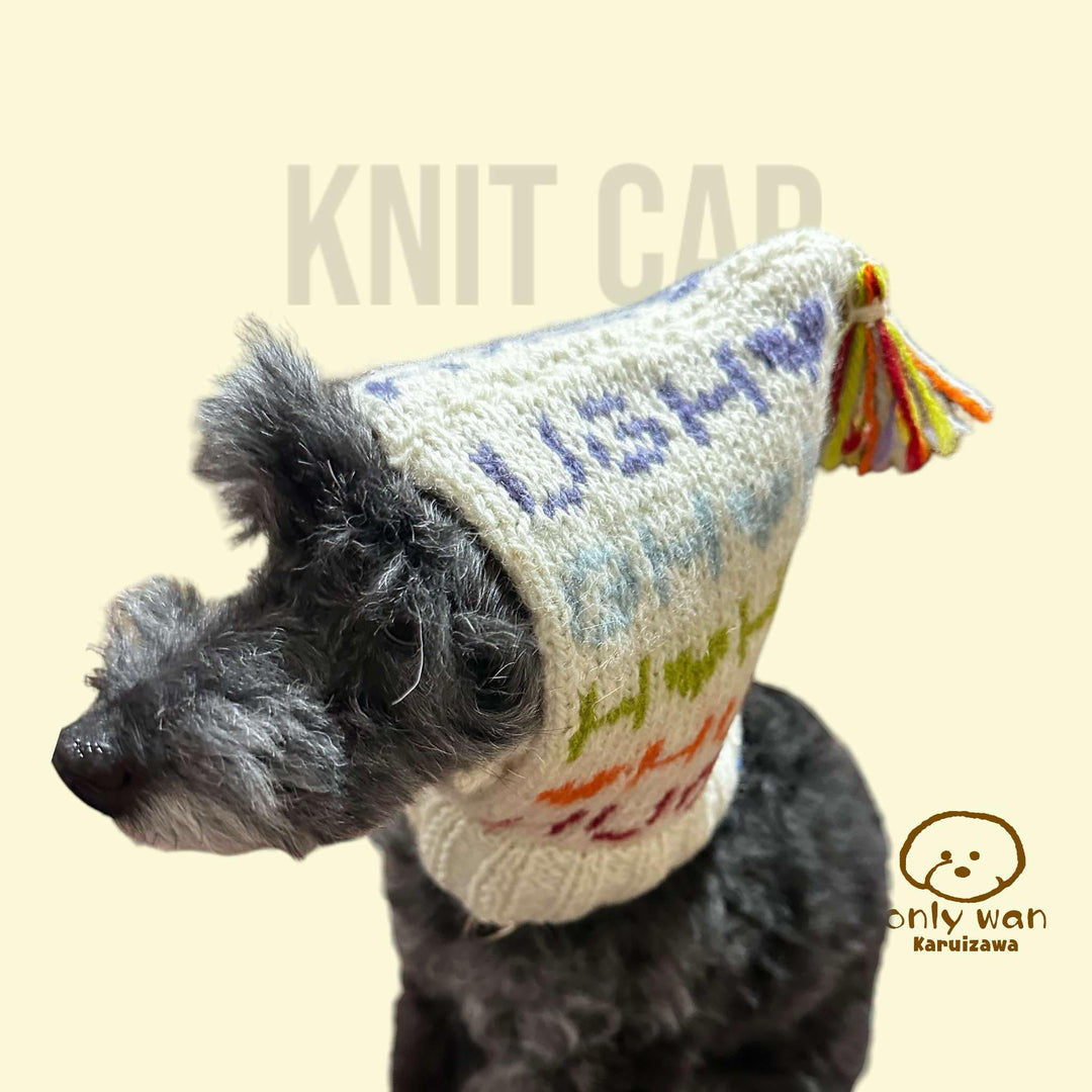 only wan うちの子ネーム入り手編みのニット帽（受注生産）｜ドッグ